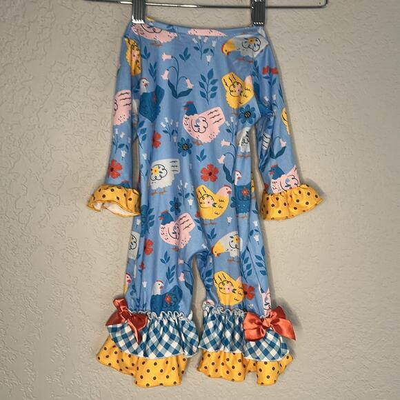 NEW Okie and Lou Chickens Hens Onesie Farm Hayride Country Baby 3-6 months - Picture 4 of 7